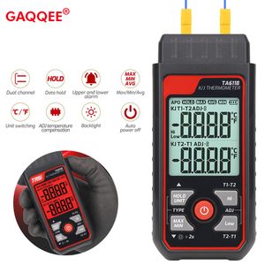Singel/dubbelkanal Digital termoelement Termometer Hygrometer K/J LCD -skärm Display Kontakt Temperatur C/F Testinstrument