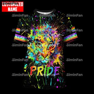 Hbt ​​tiger stolthet stänk färg 3d full tryck tshirt sommar runda nacke tee män skjortor kvinnlig casual topp unisex harajuku streetwear