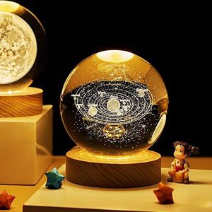 Crystal Ball Night Light Science Space Astronomy Universe Planet Cool Presents USB Power Warm Bedside Light Night Lamp