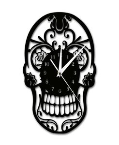 Day of the Dead Sugar Skull Wall Clock Mexikansk Skull Dia de Muertos Wall Clock Floral Candy Skull Decorative Hanging Wall Watch CJ3292001