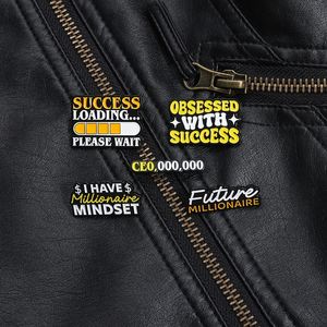 Sucesso Carregando por favor, espere broches Palavras positivas Eu tenho milionário Mindset Pins Roupes Backpack Decorative Pin Gift