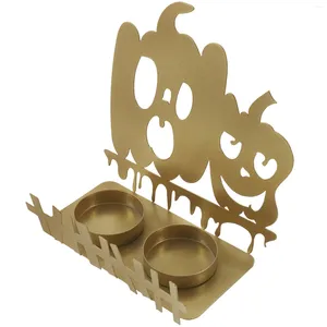 Candle Holders Gift Metal Tray Halloween Wooden Stand Projection Ghost Containers
