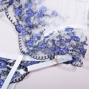 DiCCVICC Beautiful Lingerie Floral Intimate Outfit Fancy Top Bra Panty Set See Whip Sexy Lace Women Tearswear Exotic Apparel