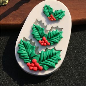 Decorazione di agrifoglio natalizio torta fondente silicone stampo cioccolato cioccolato stampi biscotti pasticcuit stampo stampo strumenti di cottura torta fai -da -te