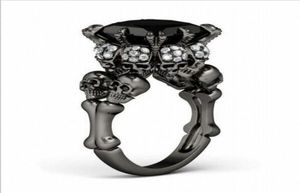 Brand Punk Jewelry Skull 10kt Black Gold Pieno Demon Princess 5CT Black Sapphire Cocktail Canding Anello per donne Men61410836808837