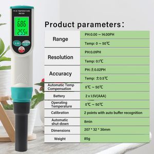 Yieryi Ny pH-temp Jord Aciditetsmätare Tester 0,00 ~ 14,00 PH PH-2023 Digital Garden Mätverktyg för krukväxter Blommor