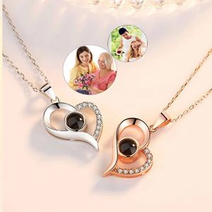 Custom Projection Po Necklace With Heart Personalized Any Po Necklace Memorial Anniversary Mothers Day Gift For Women 240329