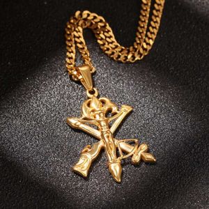 Pendant Necklaces Men Hip Hop Cross Stainless Steel Fashion Vintage with Sword Pendants Necklace Hiphop Women Jewelry Gift 230613