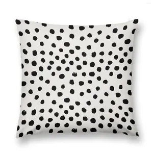 Cuscino preppy pennystroke pois senza punti bianchi e neri Dalmation Design animale Minimal Throw