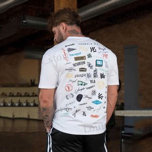 Erkek Tişörtler Erkek Büyük Boy T-Shirt Yaz Yeni Spor Pamuk Yuvarlak Boyun Tam Baskılı Kısa Sles Moda Trendi T-Shirt T240411