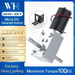 BRINGSMART 12V Çift Şaft DC Motor Solucan Yüksek Tork 70kg.cm 24 Volt Motor D Mil Solucan Reducer Tersinable