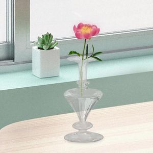 Vases Glass Vase Elegant Decorative Table Desktop Ornament Flower Pot For Living Room Cabinet Bedroom Entrance Home Decoration