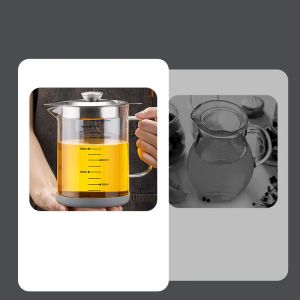 GIANXI 1.5L 1L Glass Oil Filter Pot Container Oil Separator Fine Mesh Strainer Tank Storage gadget useful things for kitchen