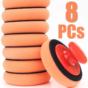 8PCs Car Waxing Sponge Polish Pads Handle High Density Buffing Wipe Polisher Kit Polishing Cleaning Sponge Car Accessories