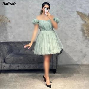 Party Dresses Bafftafe A Line Short Tulle Prom Off The Shoulder Pleat Knee Length Formal Cocktail Dress Girl Homecoming Gowns