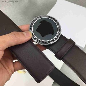 Belts New Head Buckle Belt Designer Belts for Men Women Width 3.8CM Fashion Luxury Plain Leather Belts Waistband Y240411