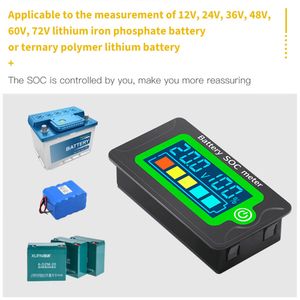 Waterproof Battery SOC Power Meter Capacity Indicator 8-100V Direct Current Voltmeter 12.0V 24V 36V 48V 60V 72V Battery Tester