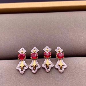 Stud Earrings Elegant Gift For Anniversary Most Ruby Earring 925 Sterling Silver Fahshion Natural And Real