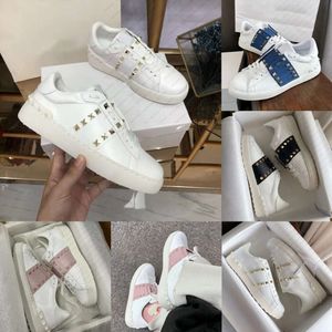 Designer casual skor vt sneakers låga platt öppna tränare plattform män kvinnor läder vit svart sko kalvskinn vintage sport loafers mode Italien tränare