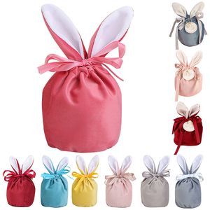 10 pezzi/sacchetti regalo di Pasqua set orecchie di coniglio sacche di velluto scatola regalo scatola di zucchero scatola di caramelle cassaforte cargo decorazioni pasquali borse per coniglietti possono mescolare