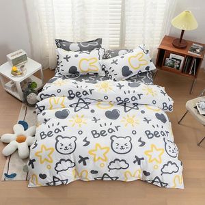 Bedding Sets Cartoon Kids Duvet Capa Conjunto fofo Bear Boys Acesso de pele para a pele de cama quadradora Quilt Cama 150x200cm