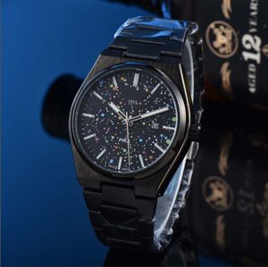 2024 PIN PIN BUCKLE Luxury Mens Watches Blue Rubber Strap Battery Classics Chronograph Automatisk kvartsrörelse Armbandsur Mens Män Watches Pin Buckle 1853