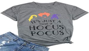 Halloween series big deep linen gray short sleeve printing T shirt Hocus Pocus short sleeve pure cotton women039s T shirt7727210