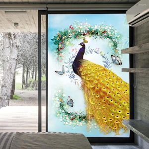 Window Stickers Film Privacy Beautiful Peacock Glass Sticker Sun Protection Heat Control Coverings Tint For Homedecor