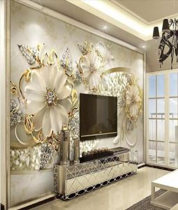 Murais de papel de parede 3D personalizados 3d Luxury ouro 3d 3d Padrão europeu Judeu Judeu Televisão Modern Wall Wall Papel H3697304
