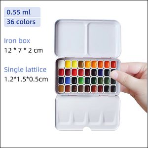 Portable 36 Farben Sennelier College Aquarellfarbe Set 0,5/1ml Pigment -Reise -Paket für Künstlerstudentskunstartikel