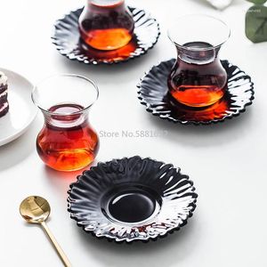 Tassen Untertassen Nordic Light Luxury Truthahn Tasse Tablett Kit Café Glass Teetasse Espresso Kaffee Tasse Untertasse Set Tumbler