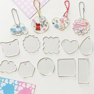 Clear Acrylic Sheet Goo Card DIY Handmade Keychain Pendant Plexiglass Blank Embryo Round Handmade And Creative Keychain Tag