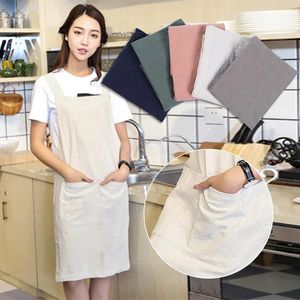 Disposable Cups Straws Women Cotton Linen Cross Back Apron Japanese Housework Kitchen Wrap Pinafore Accessories Useful Things For