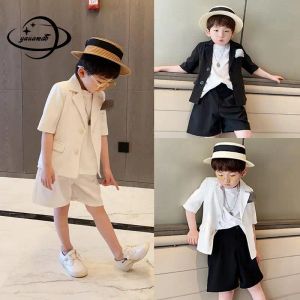 Trousers 311y Kids Blazers Summer Boys Casual Suit Jackets Single Breasted Coat+pants 2pcs Sets Solid Color Dress Children Clothes Hy85