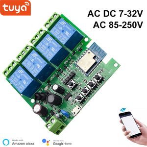 4CH Tuya Smart WiFi Switch Relé Módulo 12V 24V 220V App Control Remote Breaker 4 Channel Relé trabalho com Alexa Google Home