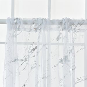 Marble Sheer Curtain 1 Panel for Living Room Bedroom Golden Silver Marble Modern Semi Transparent Voile Rod Pocket Window Gauze