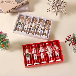 Konst och hantverk 5st Nutcracker Soldier Christmas Tree Hanin Pendants Set Tood Doll Creative Mini Handicrafts Ift Ornament Home Decoration L49