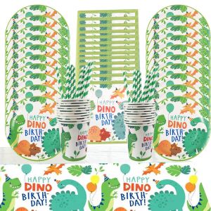Processors Dinosaur Party Supplies Dinosaur Tabelleware Set Happy Birthday Party Decorations Kids Boy Jungle Safari Party Baby Shower Favors