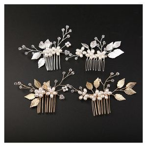 Headpieces Woman's Pearl Flower Hair Comb Headpiece Woman Metal Barrette With For Birthday Stage Party Hairstyle Making