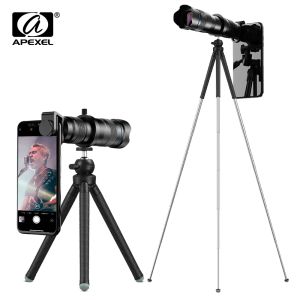 Lente Apexel HD 60x Metal Telefoto Zoom Lens Telescópio Monocular Mobile Lens+ Tripé extensível para Xiaomi Huawei All Smartphones