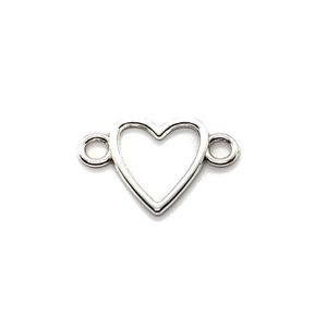 100pcs lot Antique Silver Plated Heart Link Connectors Charms Pendants for Jewelry Making DIY Handmade Craft 16x24mm2972