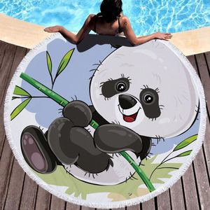 Ręczniki letnie koło grube mikrofibry okrągły prysznic na plażę ręczniki kąpielowe kreskówka panda nadruk bohemian śliczny serviette de plage ronde