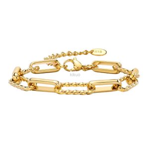 Bragle Women Paperclip Chain Bracelet18k Gold Gold Acciaio inossidabile Catena regolabile a catena Braceletchy Gioielli a strati impilabili 24411