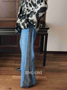 Kvinnors jeans jeans byxor kvinnor kläder 2023 y2k koreansk modestil retro vinter elegans breda ben bagage säng hög midja varor changxin c240411