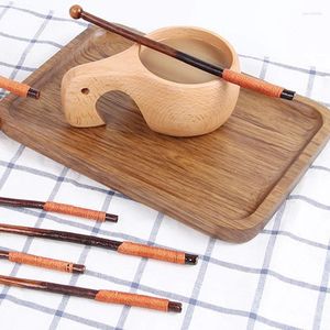 Spoons Retro Long Handle Coffee Spoon Log Stick Milk Tea Honey Stirring Japanese-style Threading Kitchen Tableware