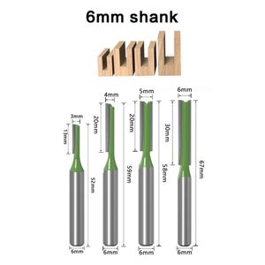 6mm Shank Straight Bit Milling Cutter Single Double Flute Wood Cutters Tungsten Carbide Router Bit Woodworking Tool Set