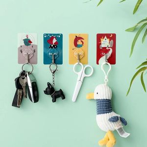 Ganci 1pc Porta da parete carino porta appesa in plastica per auto adesiva gancio cartone animato per bambini decorazioni per la casa