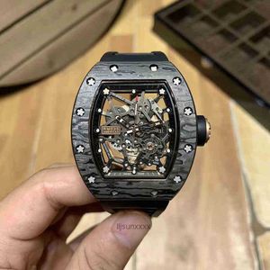 Luxury Mens Mechanical Watch Richa M Business Leisure RM035 Automatisk svart kolfiberfodral Fashion Men Swiss Movement Zgbe