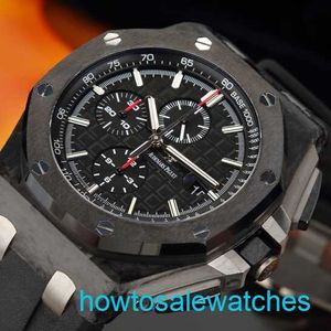 Manlig AP -handledsavlocka Royal Oak Offshore Series Automatisk mekanisk hane Forged Carbon 44mm Time Display Ceramic Ring Tape Waterproof Night Light 26400