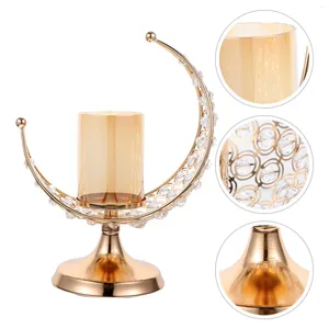 Candle Holders Statue Holder Crystals Decor Metal Candlestick Gold Candelabra Tabletop Tea Light Desktop Iron